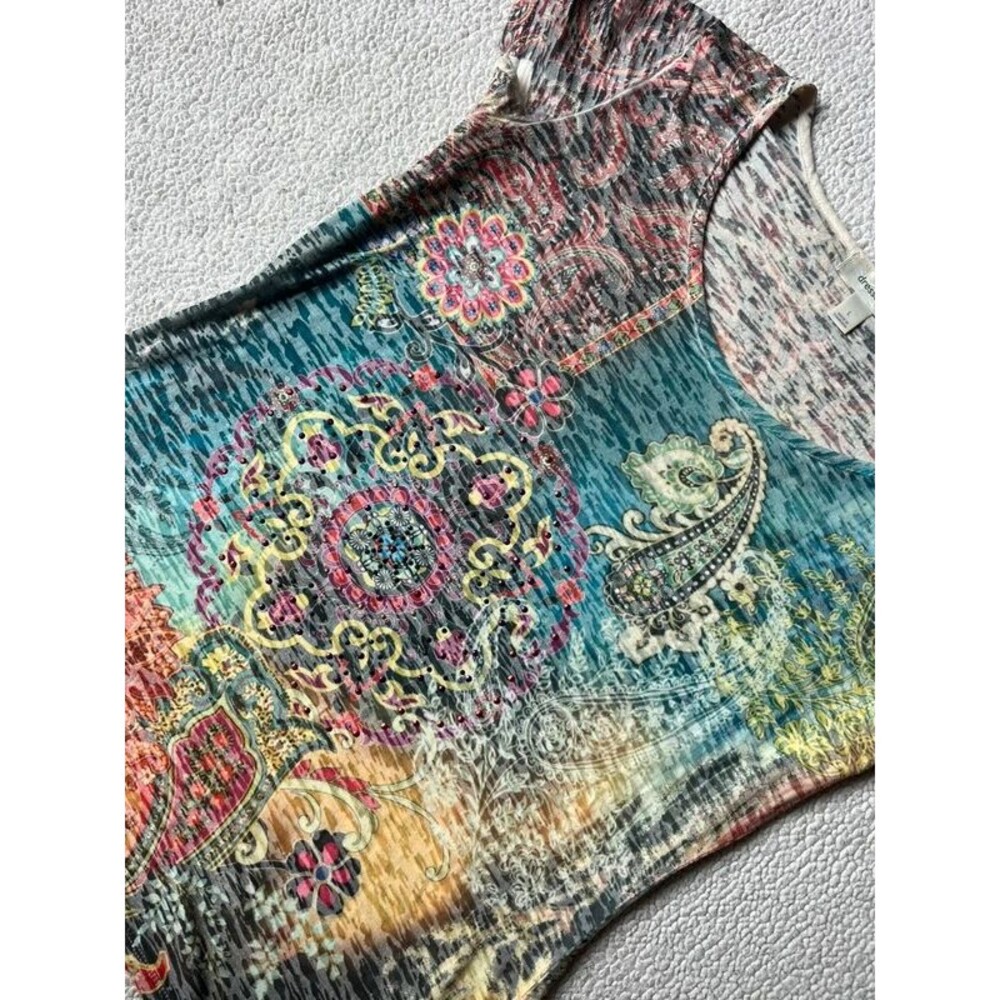 Vintage Y2K Dressbarn Colorful Paisley Medallion Tshirt Womens Large